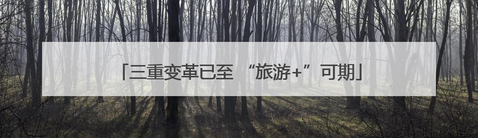 三重变革已至 “旅游+”可期