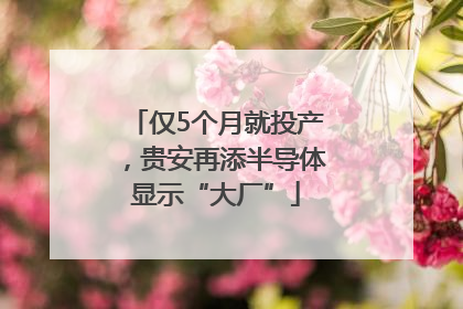 仅5个月就投产，贵安再添半导体显示“大厂”