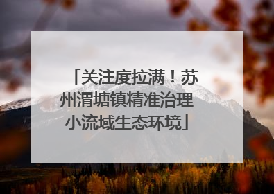 关注度拉满！苏州渭塘镇精准治理小流域生态环境