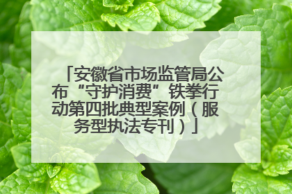 安徽省市场监管局公布“守护消费”铁拳行动第四批典型案例（服务型执法专刊）