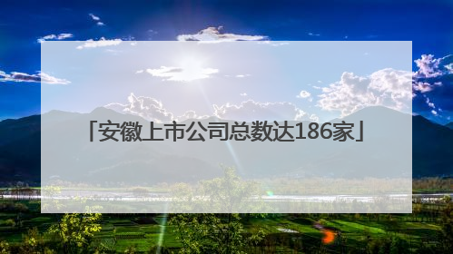安徽上市公司总数达186家