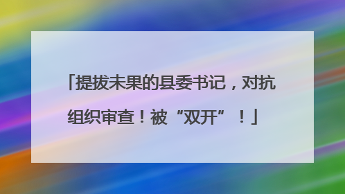 提拔未果的县委书记，对抗组织审查！被“双开”！