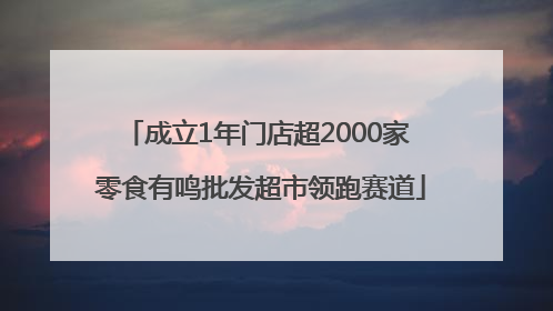成立1年门店超2000家 零食有鸣批发超市领跑赛道