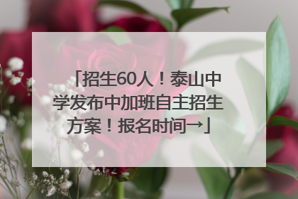 招生60人！泰山中学发布中加班自主招生方案！报名时间→