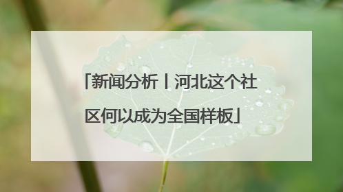 新闻分析丨河北这个社区何以成为全国样板