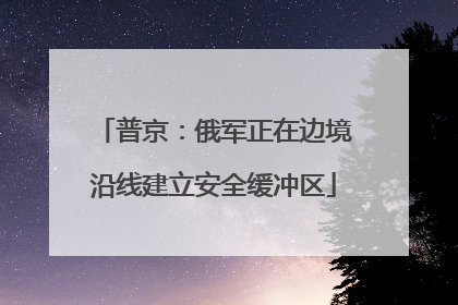 普京：俄军正在边境沿线建立安全缓冲区