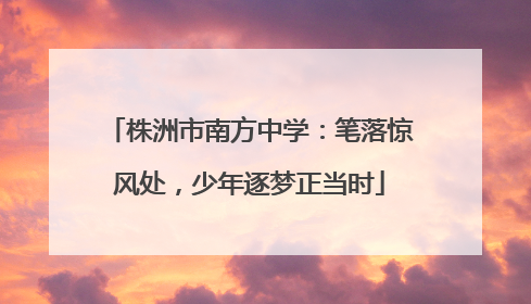 株洲市南方中学：笔落惊风处，少年逐梦正当时