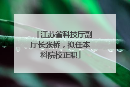 江苏省科技厅副厅长张桥，拟任本科院校正职