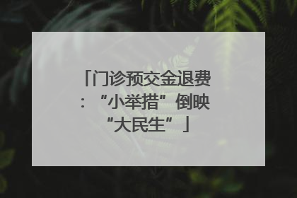 门诊预交金退费：“小举措”倒映“大民生”