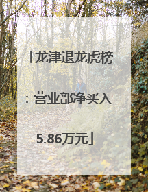 龙津退龙虎榜：营业部净买入5.86万元