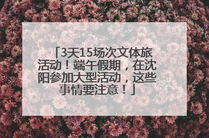 3天15场次文体旅活动！端午假期，在沈阳参加大型活动，这些事情要注意！
